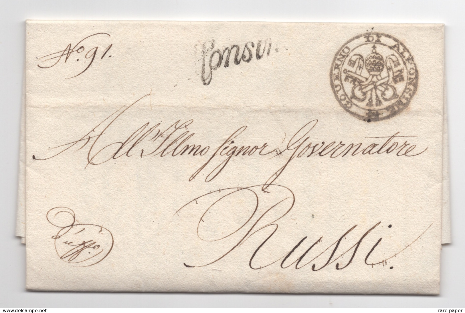 Stato Pontificio Legazione Di Ravenna Governo Delle Alfonsine 1834 -- Signed Letter - ...-1929 Prephilately