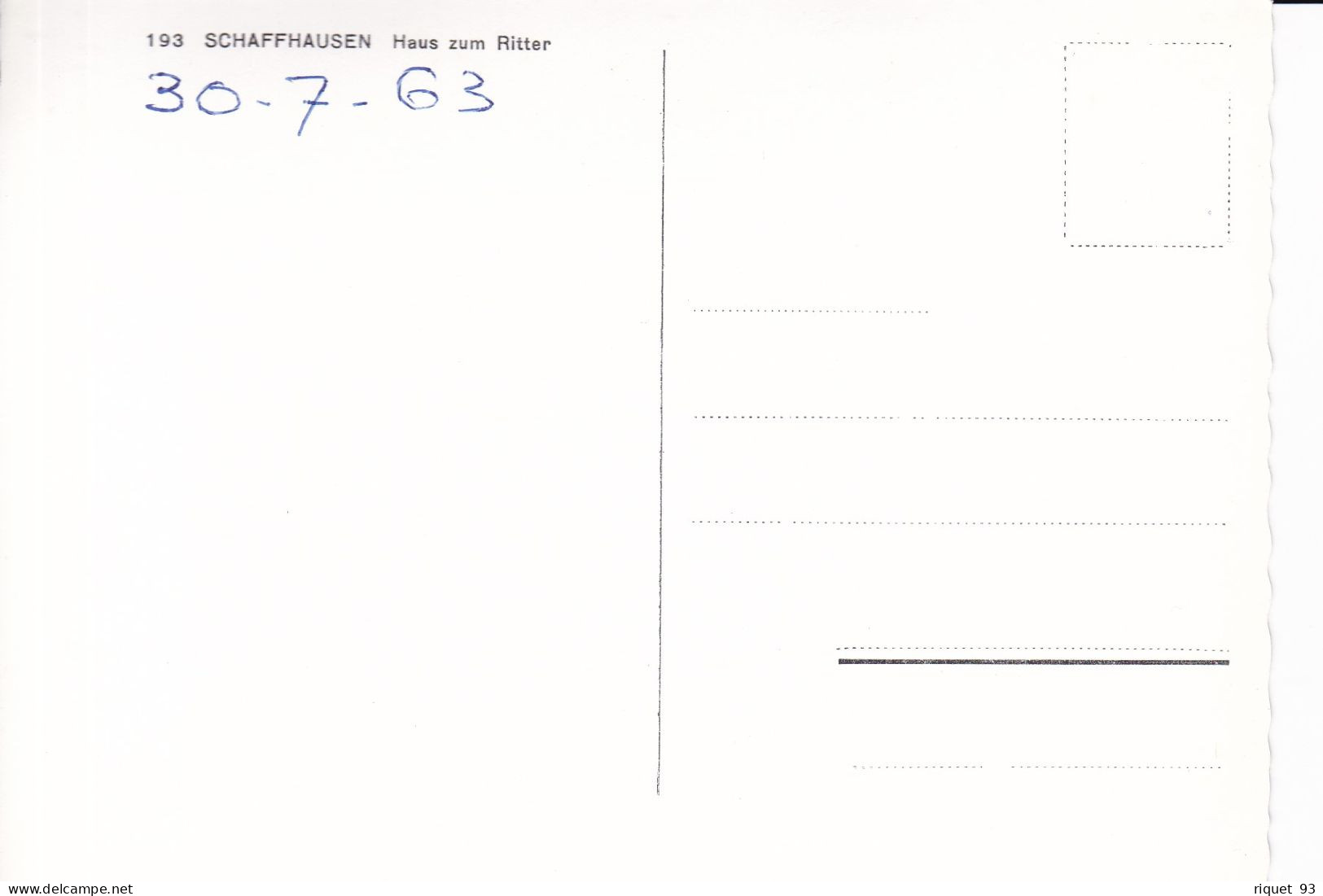 193 - SCHAFFHAUSEN - Haus Zum Ritter - Otros & Sin Clasificación