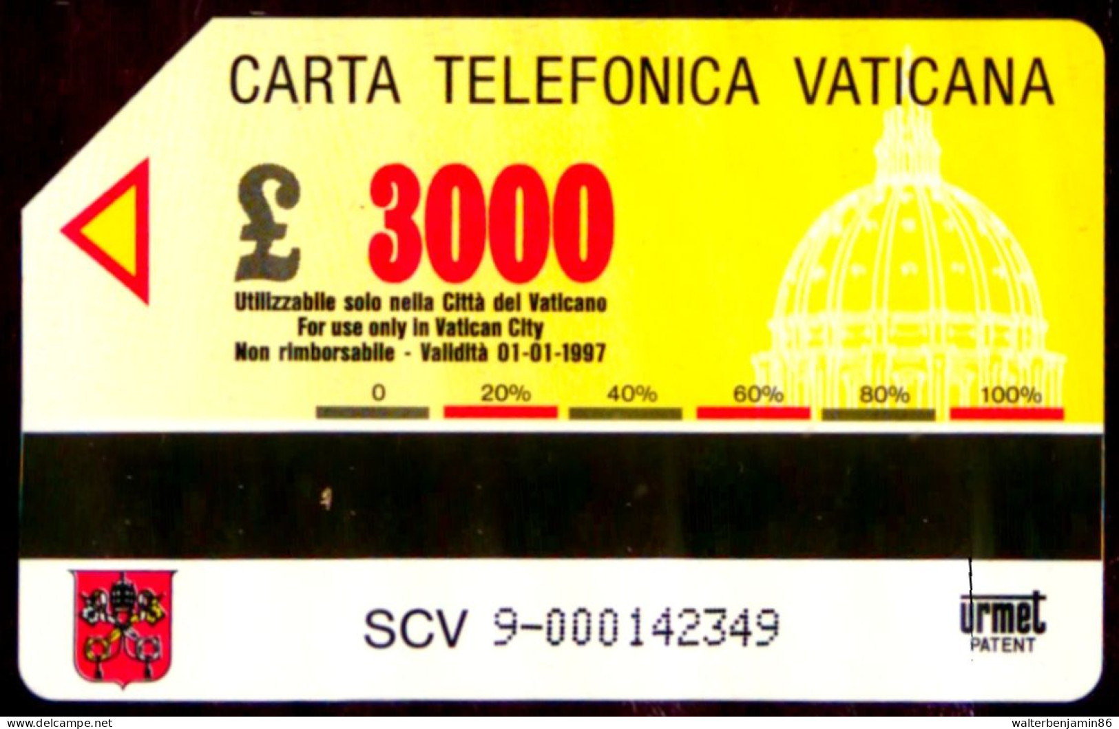 G VA 9 C&C 6009 SCHEDA TELEFONICA USATA VATICANO PREFISSO CITTA' 2^A QUALITA' - Vatican