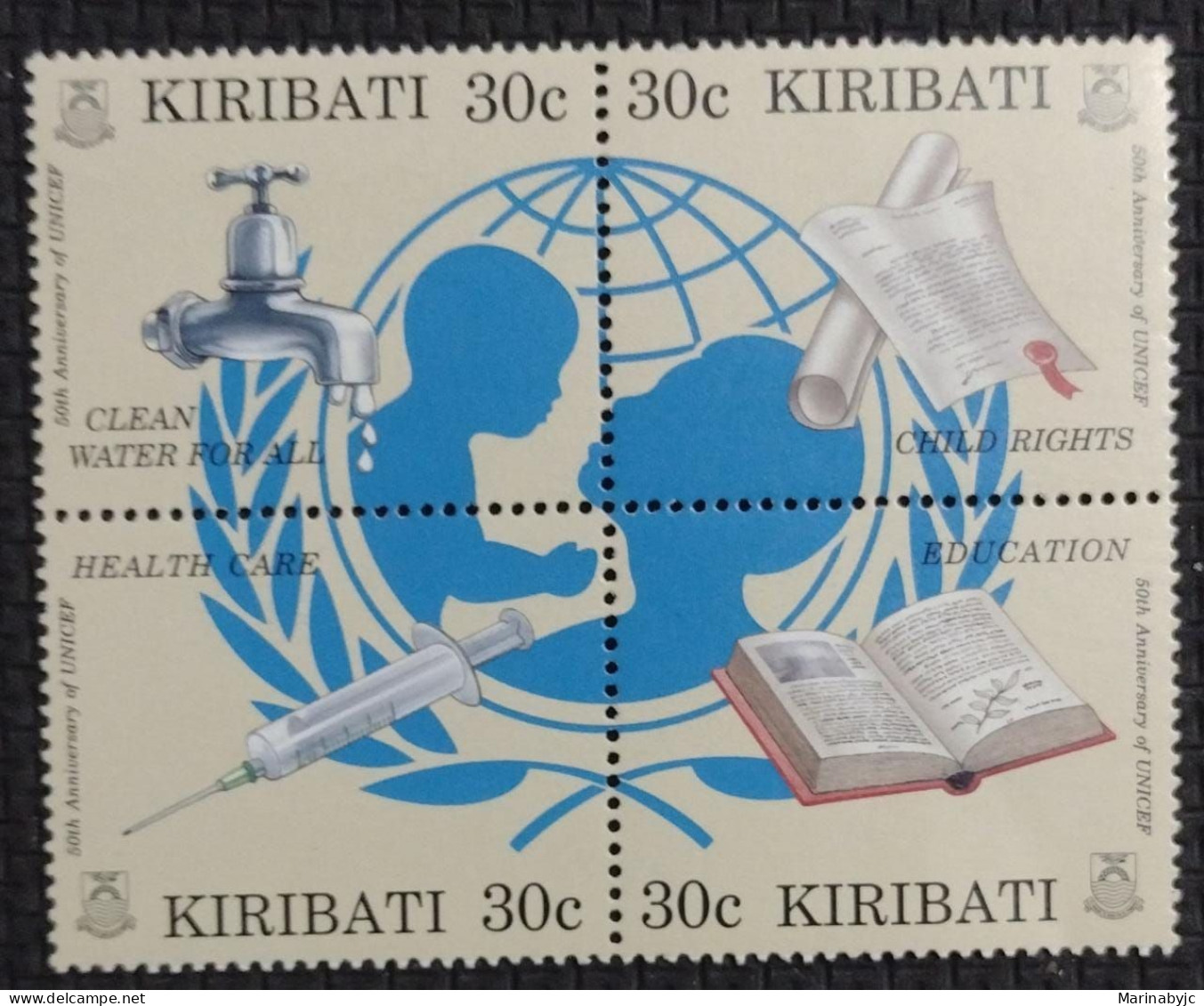 BD) 2011. KIRIBATI, UNICEF 50TH ANNIVERSARY, CLEAN WATER FOR ALL, CHILDREN'S RIGHTS, HEALTH CARE, EDUCATION, MNH - Kiribati