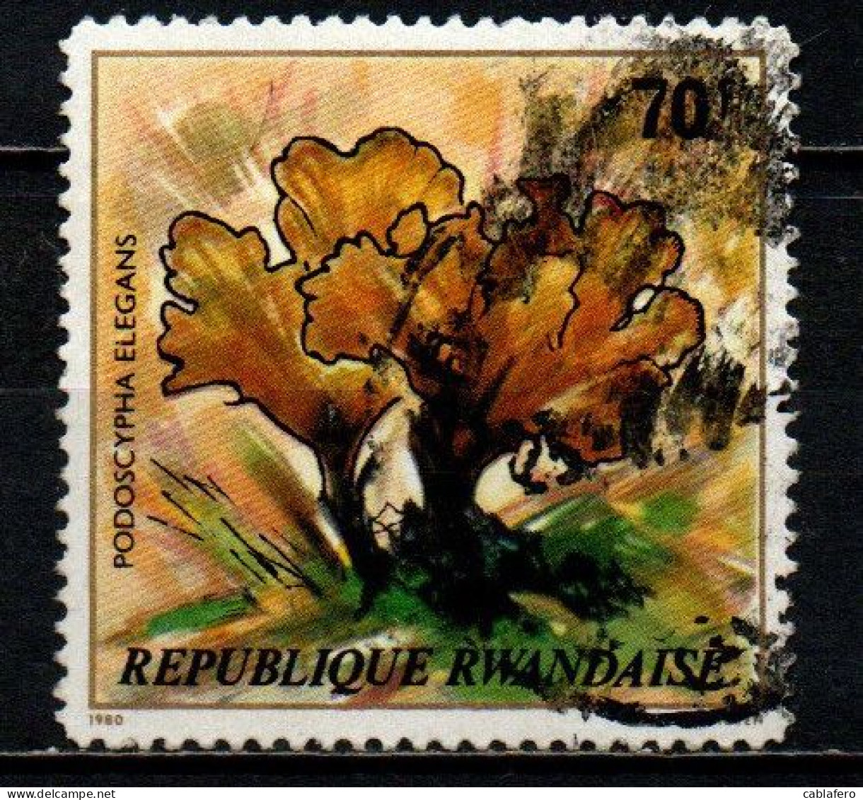 RWANDA - 1980 - Mushroom: Podoscypha Elegans - USATO - Used Stamps