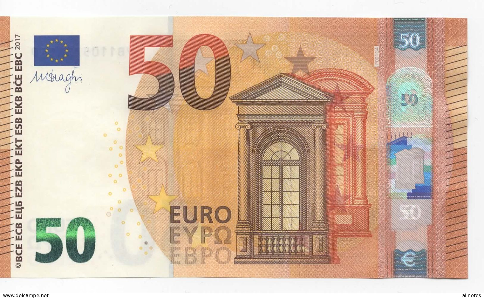 50 EURO  "PB"   DRAGHI     P 001 G4   PB1105738549  / FDS - UNC - 50 Euro