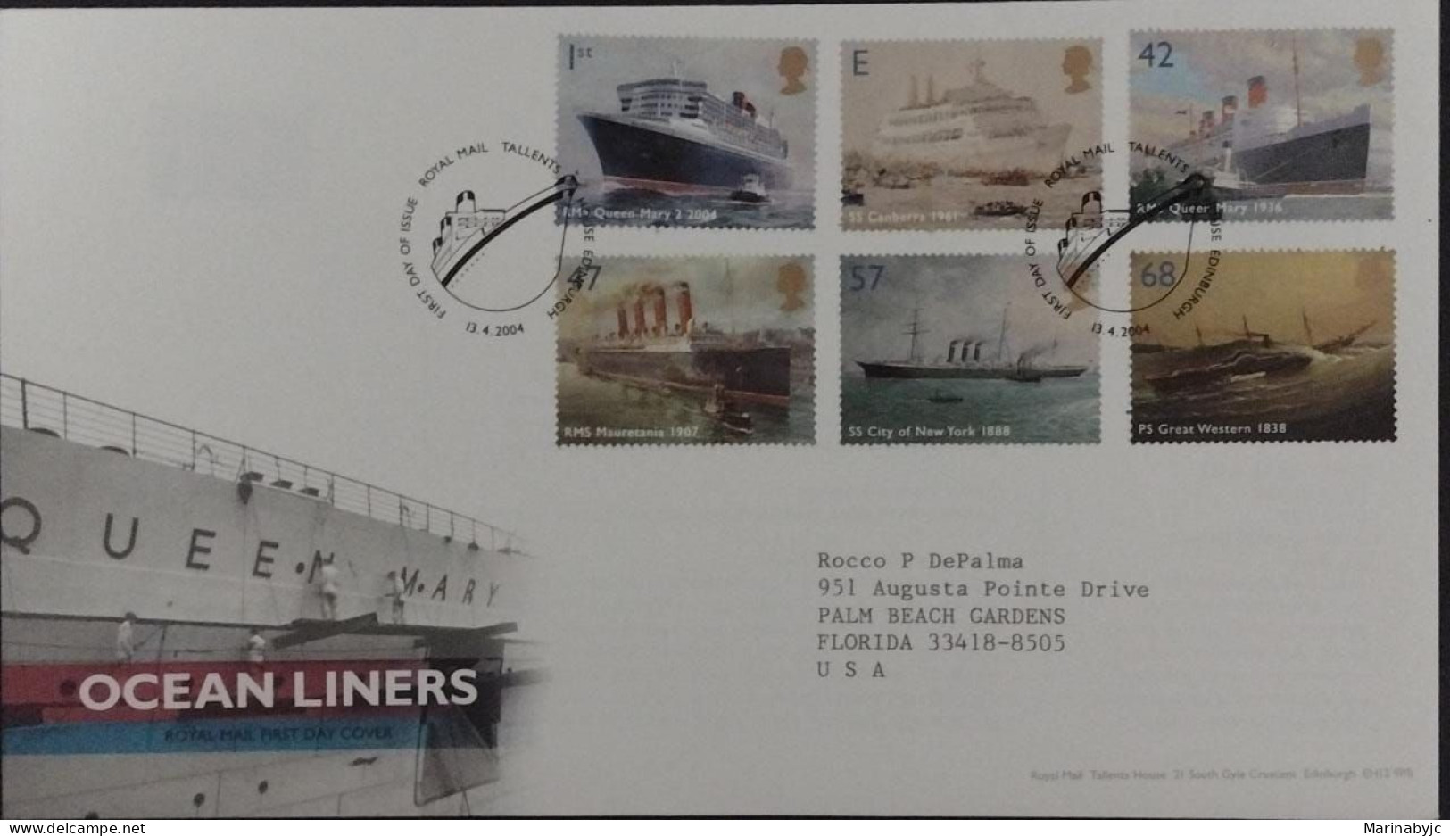BD)2004, MAURITANIA, LINERS, SHIPS, FIRST DAY OF ISSUE, FDC - Mauritanië
