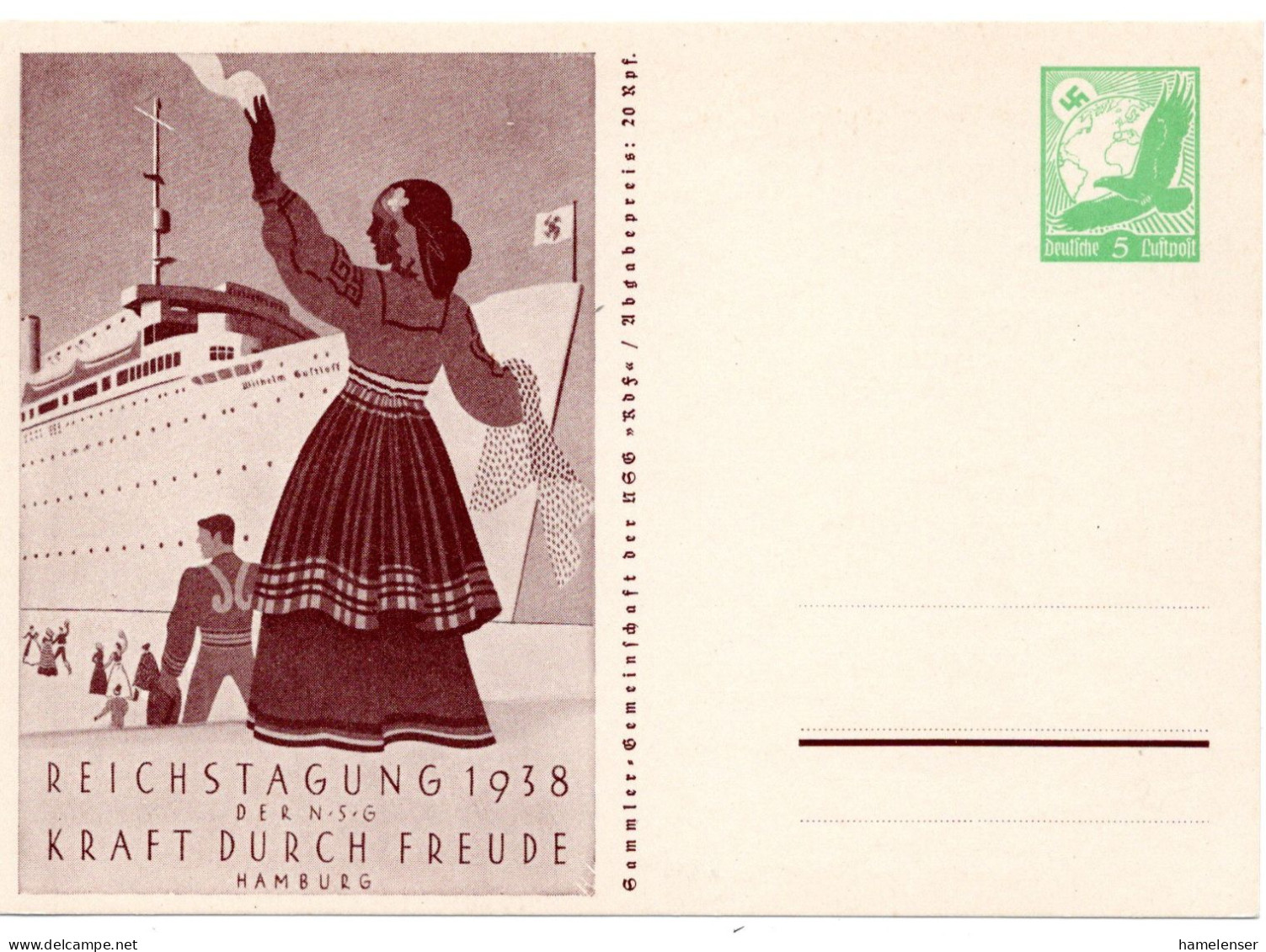 58484 - Deutsches Reich - 1938 - 5Pfg "Reichstagung KdF" GAKte, Ungebraucht - Barche