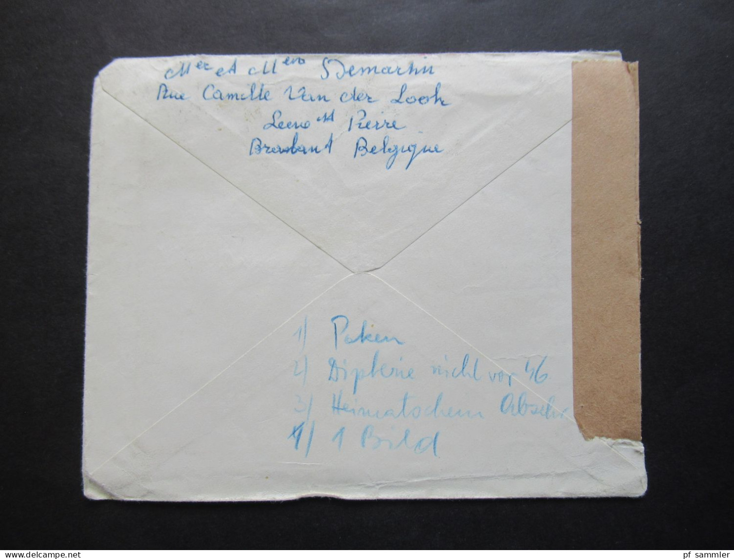 Belgien 1949 Auslandsbrief Nach Wien Zensurbeleg / Stempel Österrereichische Zensurstelle 37 Und Violetter Stempel 14 - Cartas & Documentos