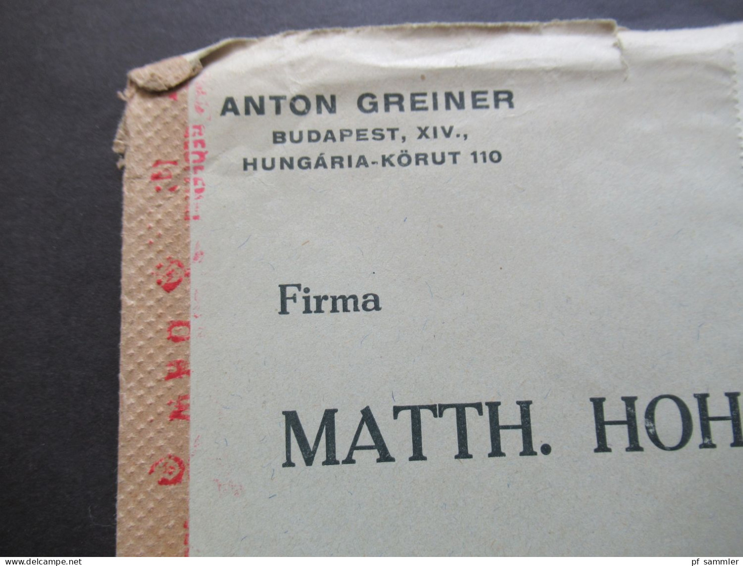 Ungarn Horthy Fliegerfonds (III) 1942 Auslandsbrief Nach Trossingen Zensurbeleg OKW Zensur Und Verschlussstreifen - Covers & Documents