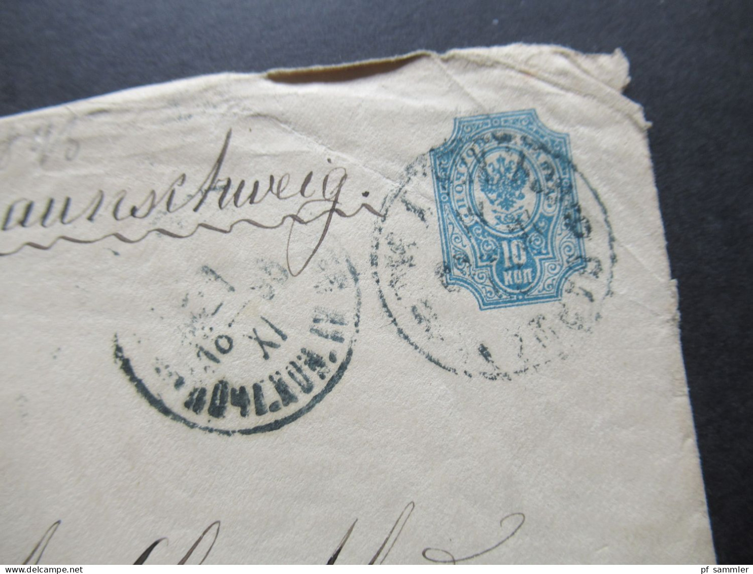 Russland 1895 GA Umschlag Auslandsverwendung Nach Seesen Harz Mit Ank. Stempel / Herz. Braunschweig - Stamped Stationery