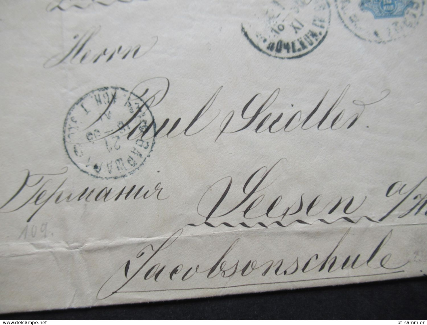 Russland 1895 GA Umschlag Auslandsverwendung Nach Seesen Harz Mit Ank. Stempel / Herz. Braunschweig - Interi Postali