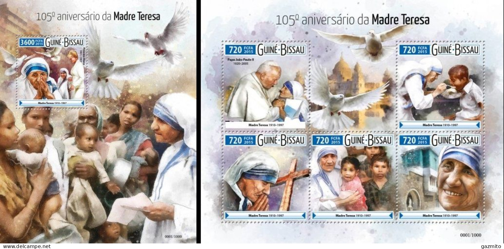 Guinea Bissau 2015, Mother Teresa, 5val +BF - Mère Teresa