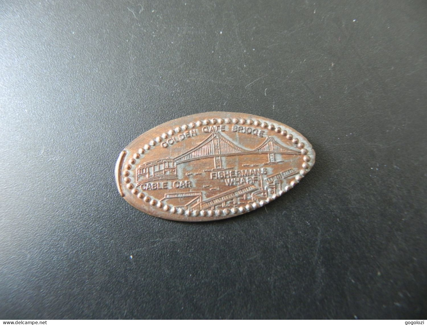 Jeton Token - Elongated Cent - USA - San Francisco - Golden Gate Bridge - Cable Car - Souvenir-Medaille (elongated Coins)