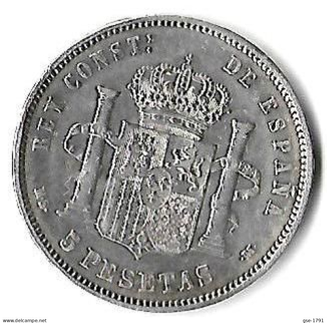 ESPAGNE  5 Pesetas ALPONSE XII  1885 *87*  MS-M,  TB+ - Monnaies Provinciales