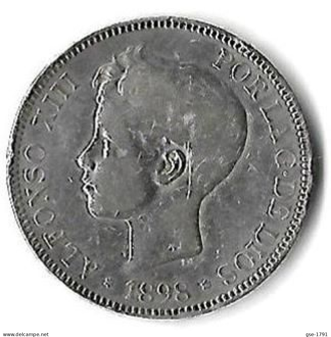ESPAGNE  5 Pesetas ALPONSE XIII  1898 *98*  SG-V,  TB - Münzen Der Provinzen