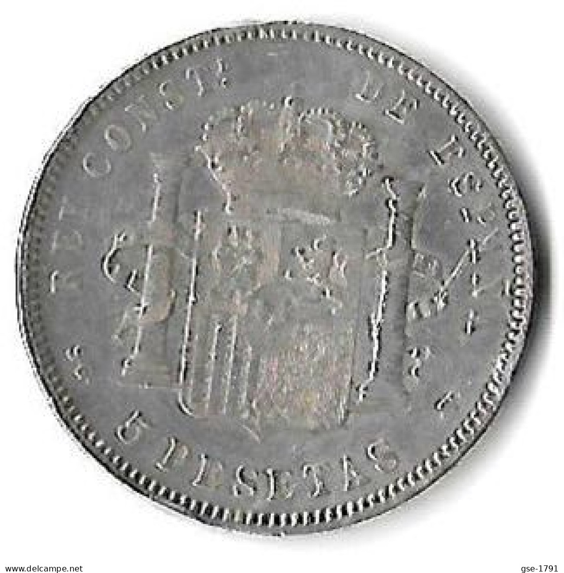ESPAGNE  5 Pesetas ALPONSE XIII  1898 *98*  SG-V,  TB - Monnaies Provinciales