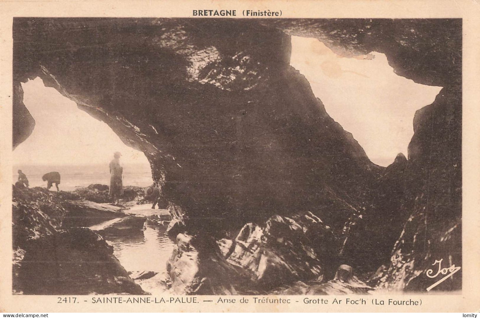 29 Sainte Anne La Palue Palud Anse De Trefuntec Grotte Ar Foc'h La Fourche , Plonevez Porzay , Cachet 1939 - Plonévez-Porzay