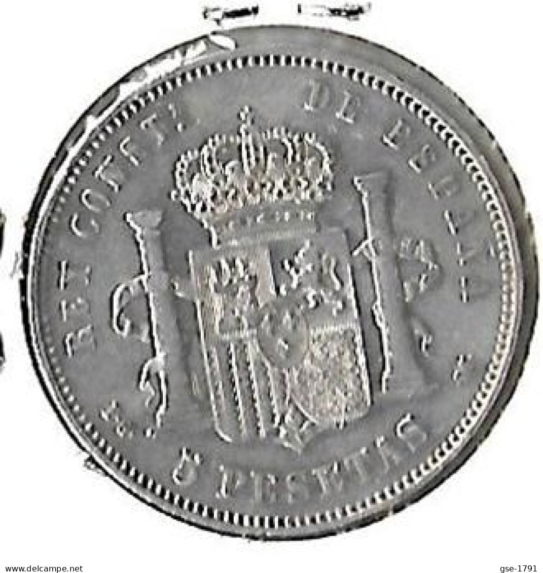 ESPAGNE  5 Pesetas ALPONSE XIII  1891 *91*  PG-M,  TTB+ - Monnaies Provinciales