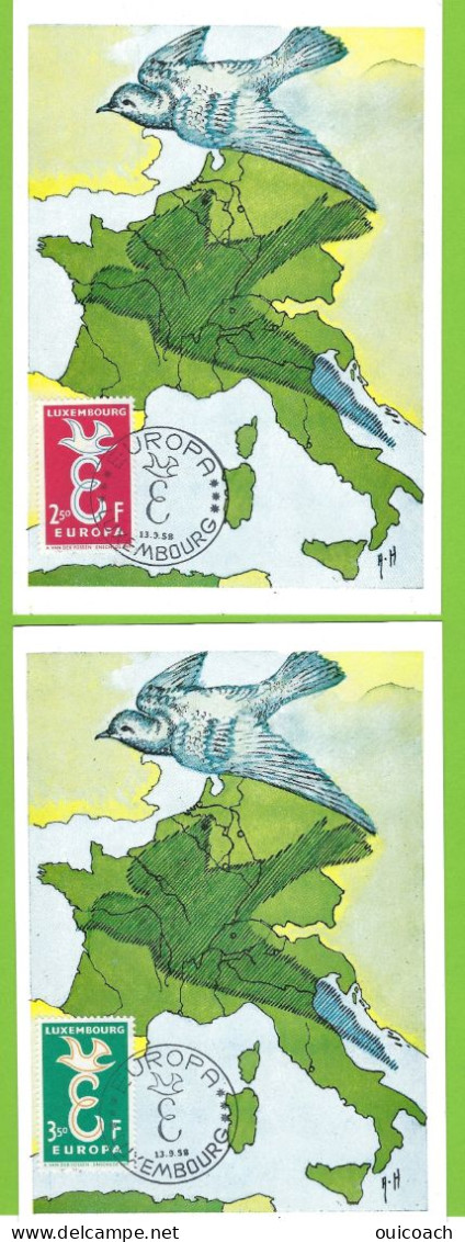 Colombe, Europa Luxembourg 1958 Cartes-maximum 548 à 550 - 1958