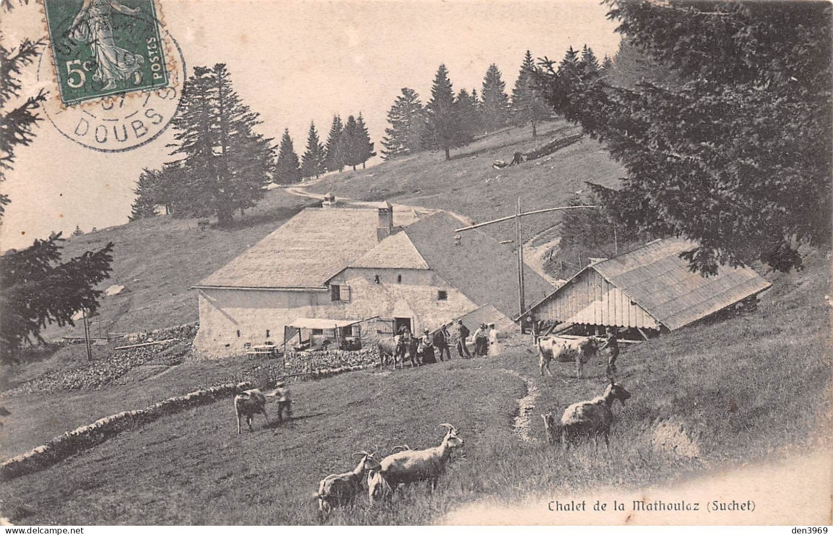 Suisse - VD - Chalet De La MATHOULAZ (Suchet) Par Rances - Chèvres - Voyagé 1907 (2 Scans) Eglise Lyon Saint-Clair - Rances