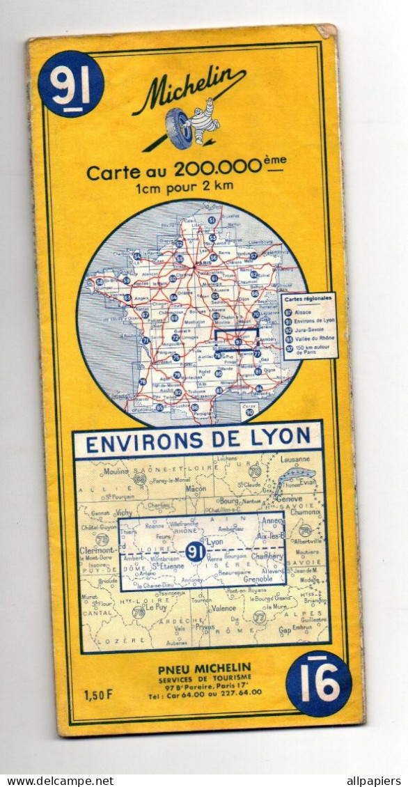 Carte Routière Michelin N°91 Environs De Lyon au 200.000ème - Cartes Routières