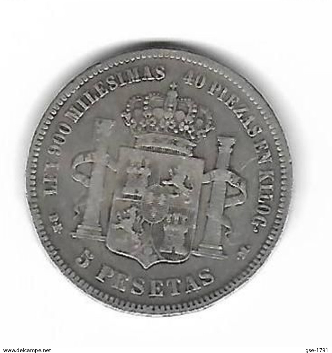 ESPAGNE  5 Pesetas ALPONSE XII  1875 *75*  DE-M,  TTB - Monnaies Provinciales