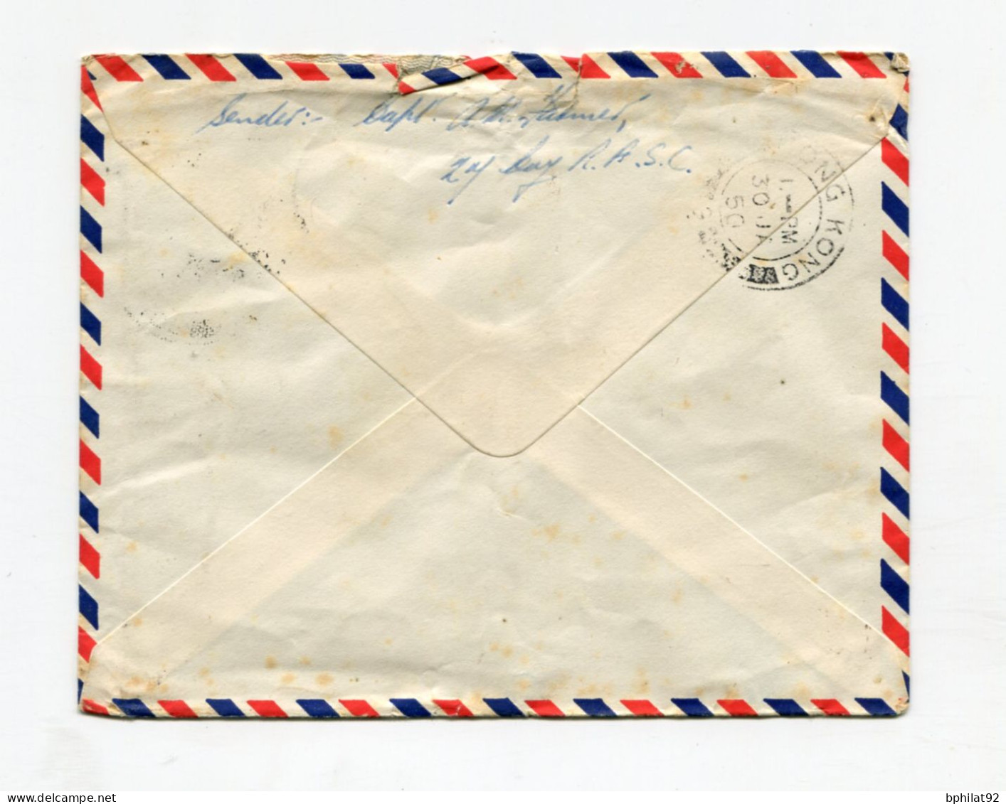 !!! LETTRE PAR AVION DE HONG KONG POUR NATAL, AFRIQUE DU SUD DE 1950 - Storia Postale