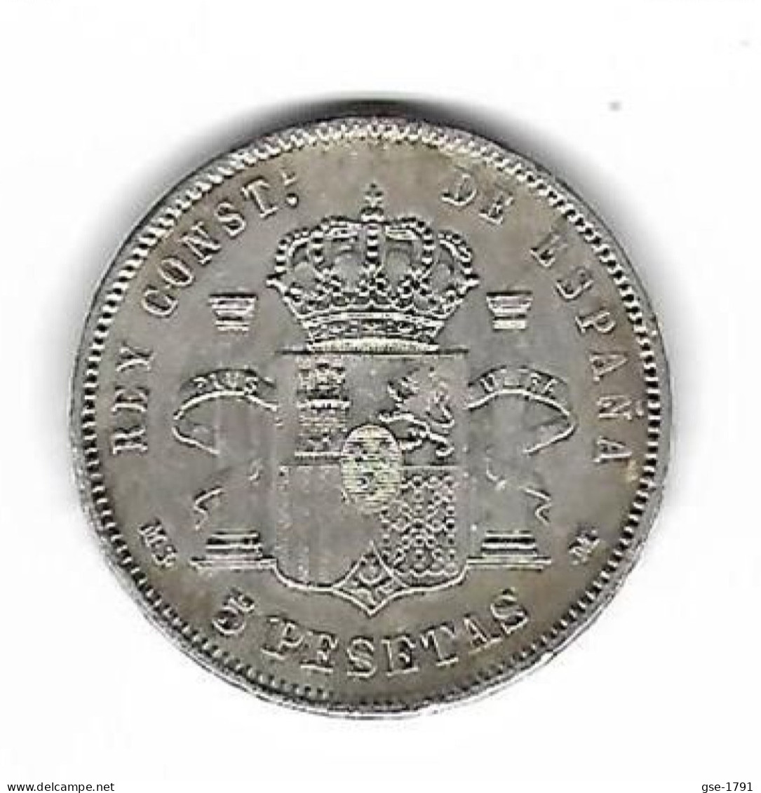 ESPAGNE  5 Pesetas ALPONSE XII  1884 *84*  MS-M,  SUP - Monete Provinciali