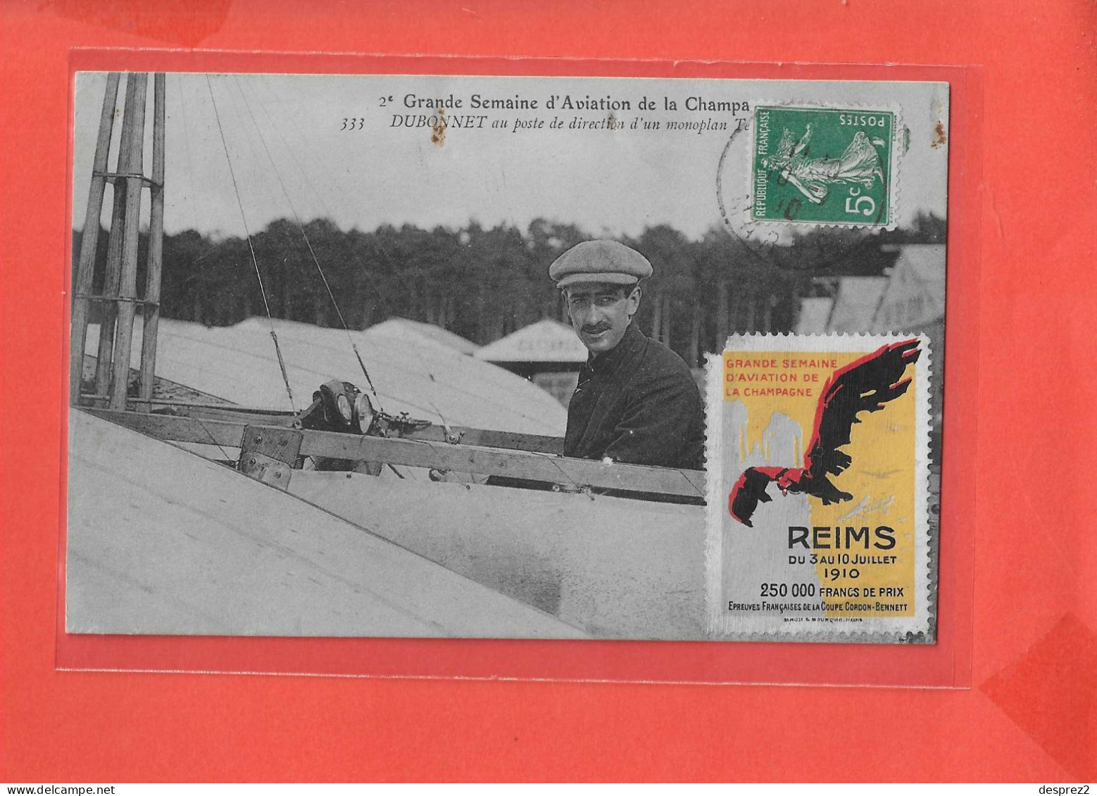 AVION REIMS 1910 DUBONNET Au Poste De Direction D ' Un Monoplan Cpa Animée  333 Edit ? - Aviateurs