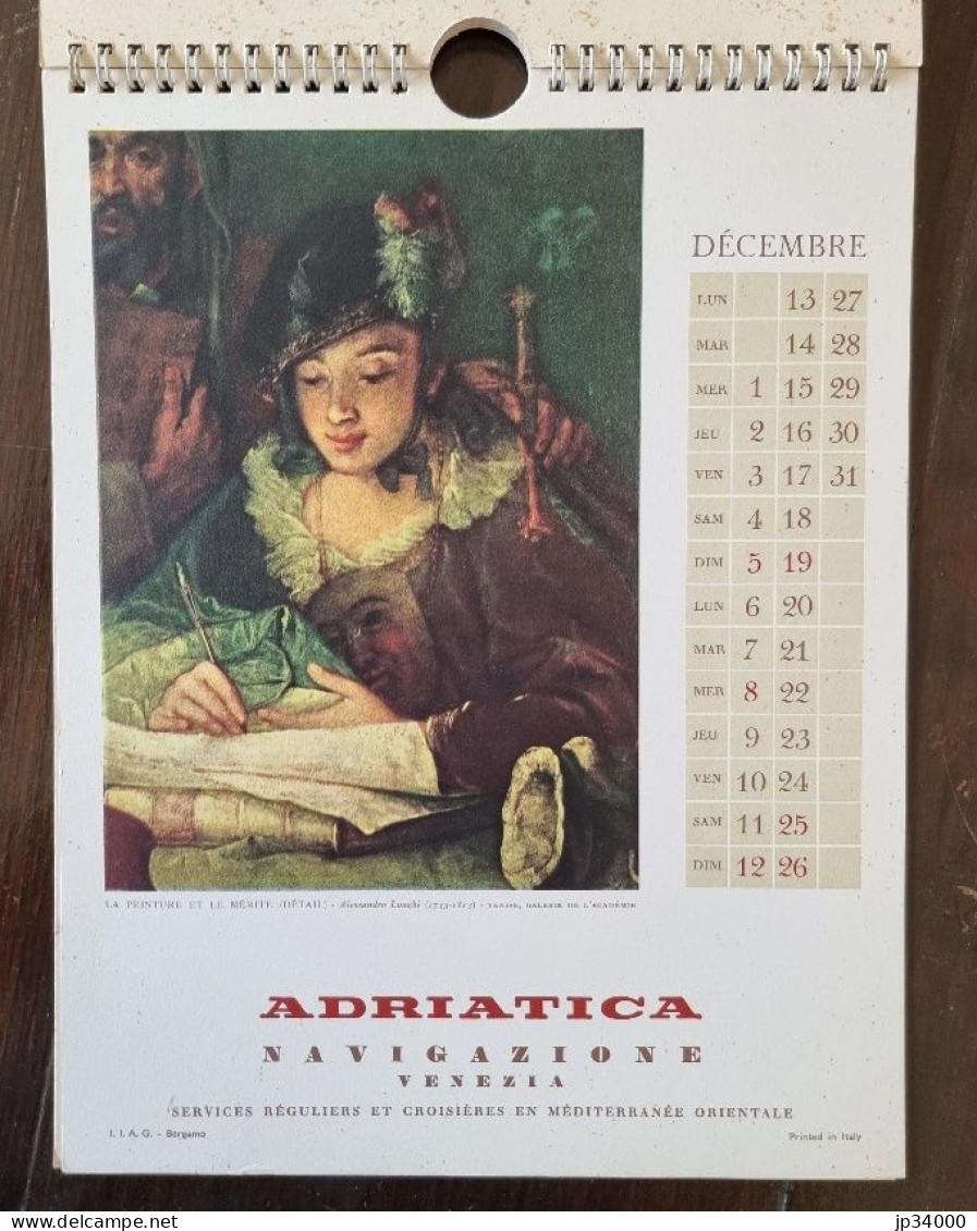 Calendrier Publicitaire ADRIATICA 1965 Figures De Femme Dans La Peinture Venitienne - Big : 1961-70