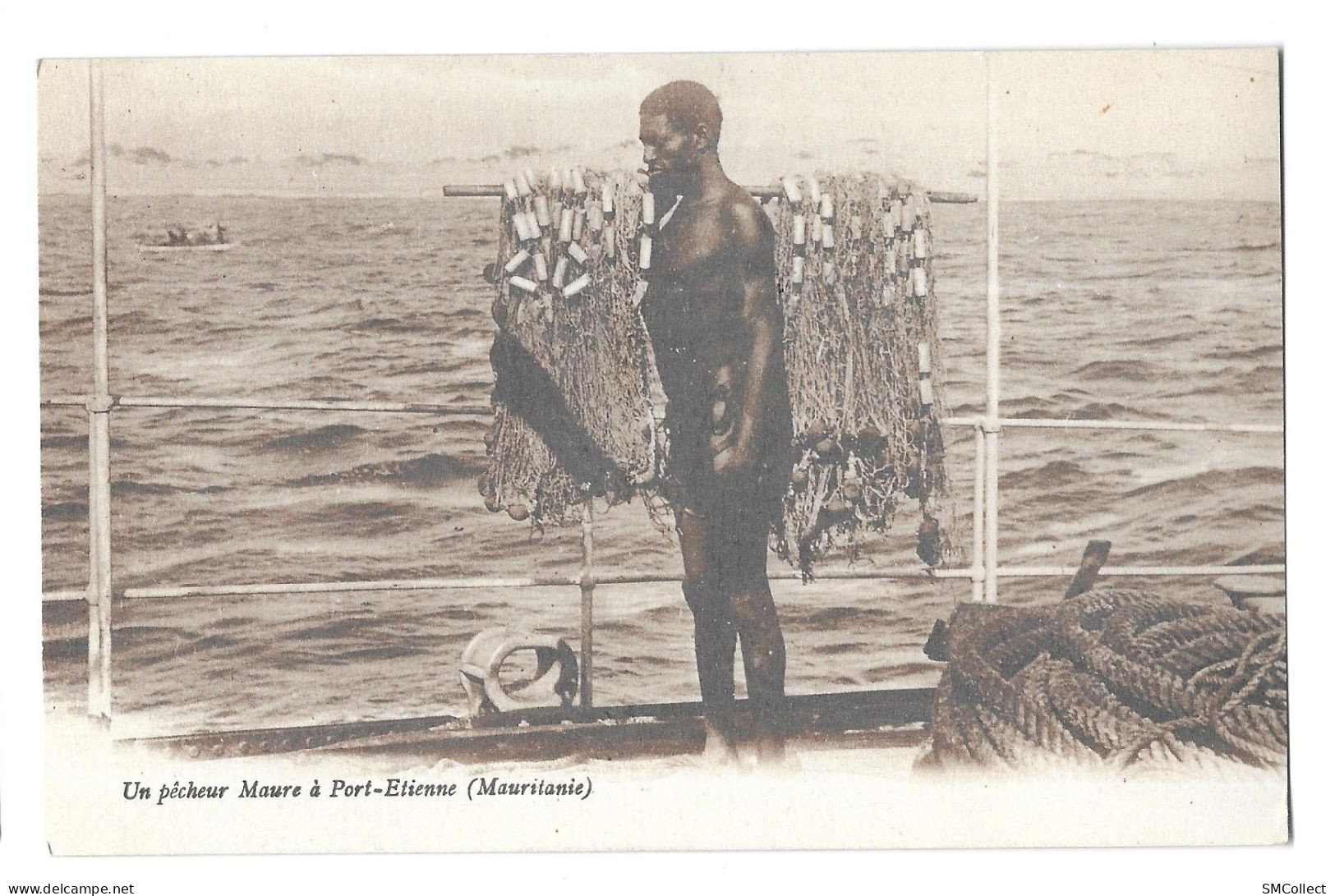 Mauritanie, Lot De 2 Cartes. Un Pêcheur Maure à Port Etienne / Maures Au Lac De Mal (A16p7) - Mauritanie