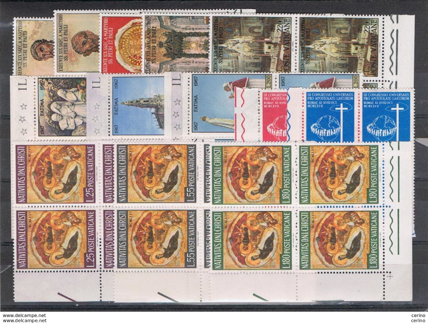 VATICANO:  1967  ANNATA  CPL. -  13  VAL. BL. 4  N. -  SASS. 448/80 - Annate Complete