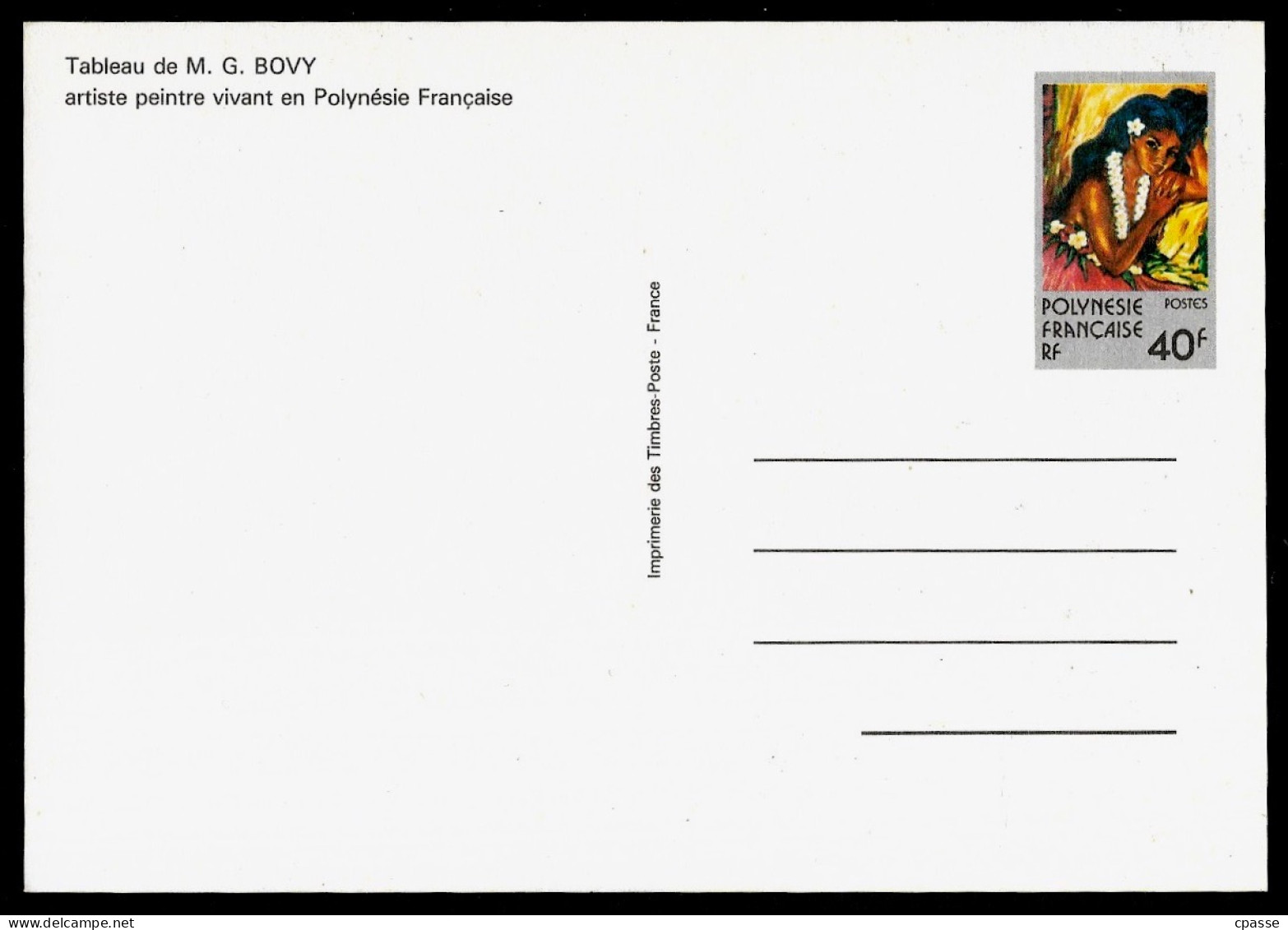 Entier Postal POLYNESIE FRANCAISE : Tableau De M. G. BOVY : Tahitienne - Postal Stationery