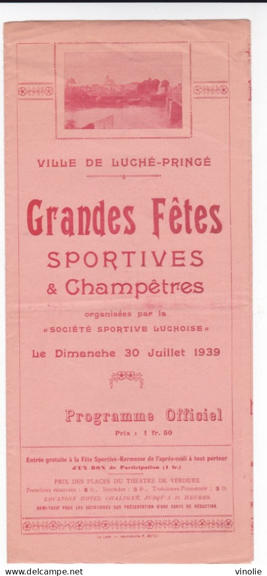 PIE-GF-23-MU-579 : PROGRAMME GRANDES FETES SPORTIVES ET CHAMPETRES. LUCHE-PRINGE. 1939 - Luche Pringe