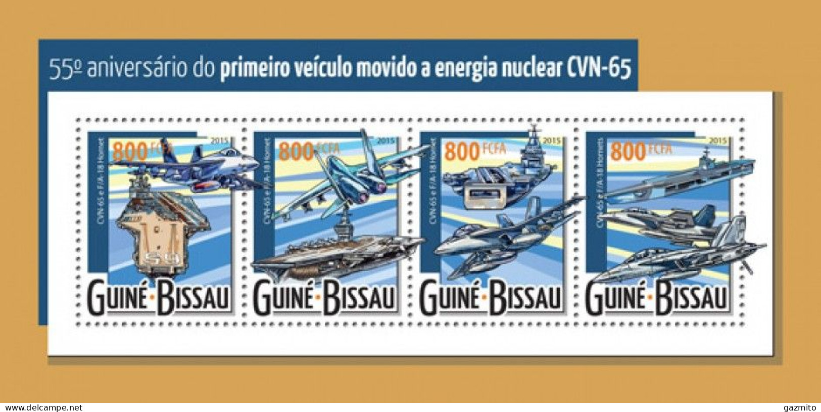 Guinea Bissau 2015, Nuclear Powered Aircraft, Ships, 4val In BF - Atome