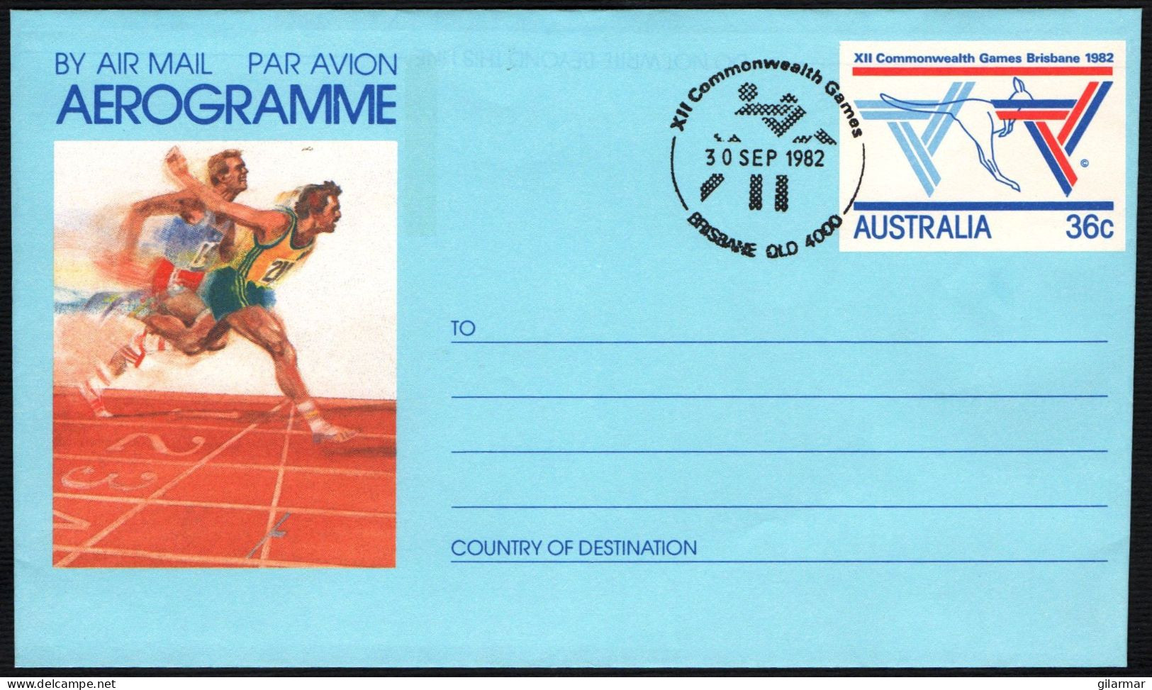 AUSTRALIA BRISBANE 1982 - XII COMMONWEALTH GAMES - WRESTLING - AEROGRAMME: ATHLETICS / SPRINT - G - Wrestling