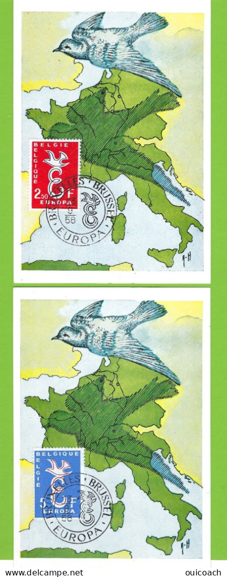 Colombe, Europa Belgique 1958, Carte-maximum 1064 + 1065 - 1958