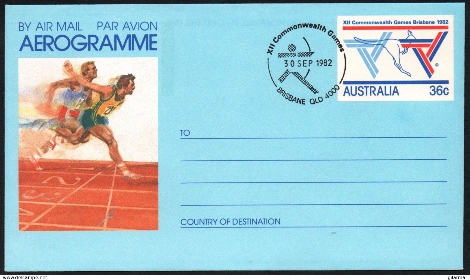 AUSTRALIA BRISBANE 1982 - XII COMMONWEALTH GAMES - ARCHERY - AEROGRAMME: ATHLETICS / SPRINT - G - Bogenschiessen