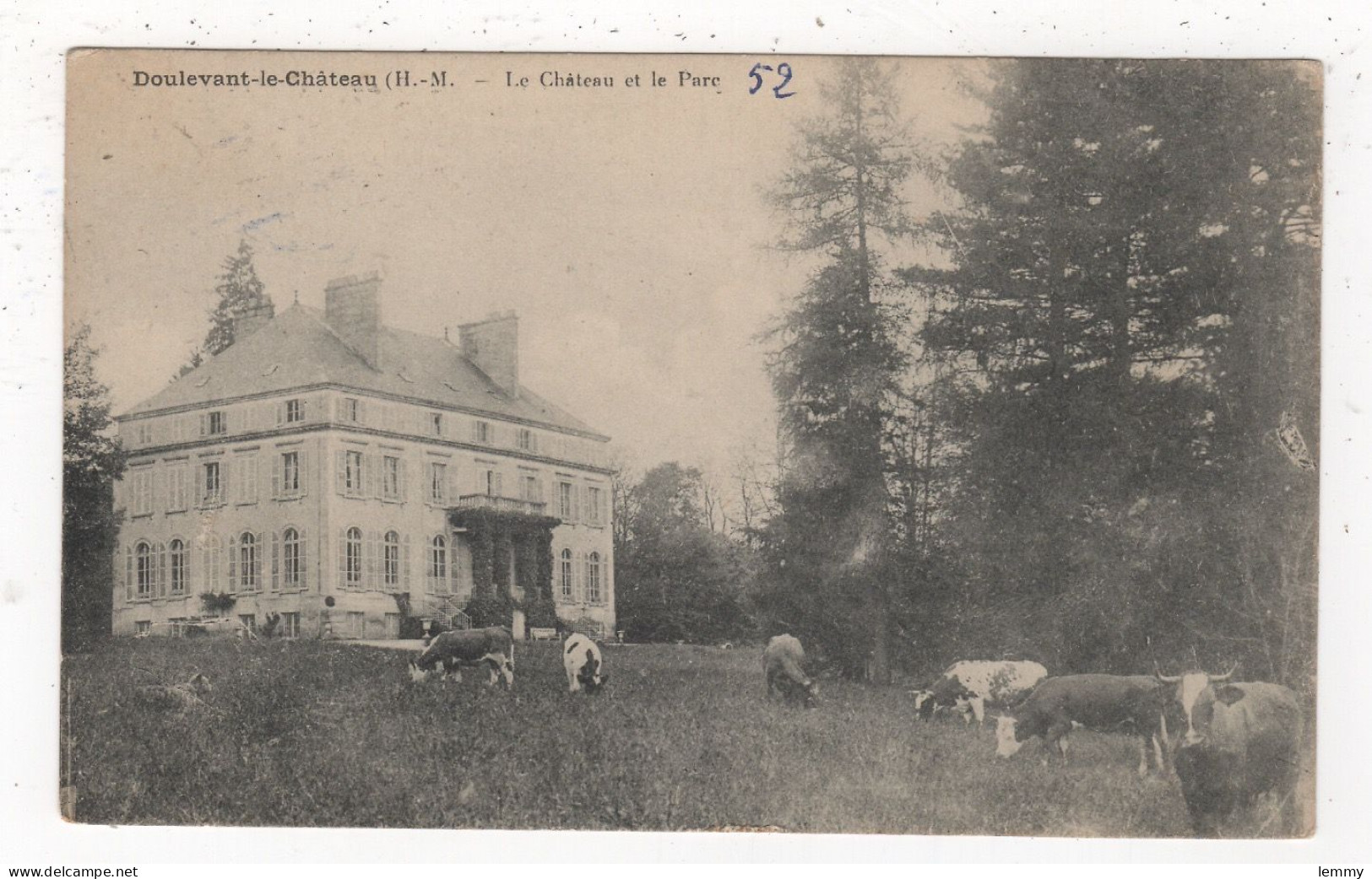 52 - DOULEVANT-LE-CHATEAU -  VACHES AU PACAGE, PARC DU CHATEAU - 1919 - Doulevant-le-Château