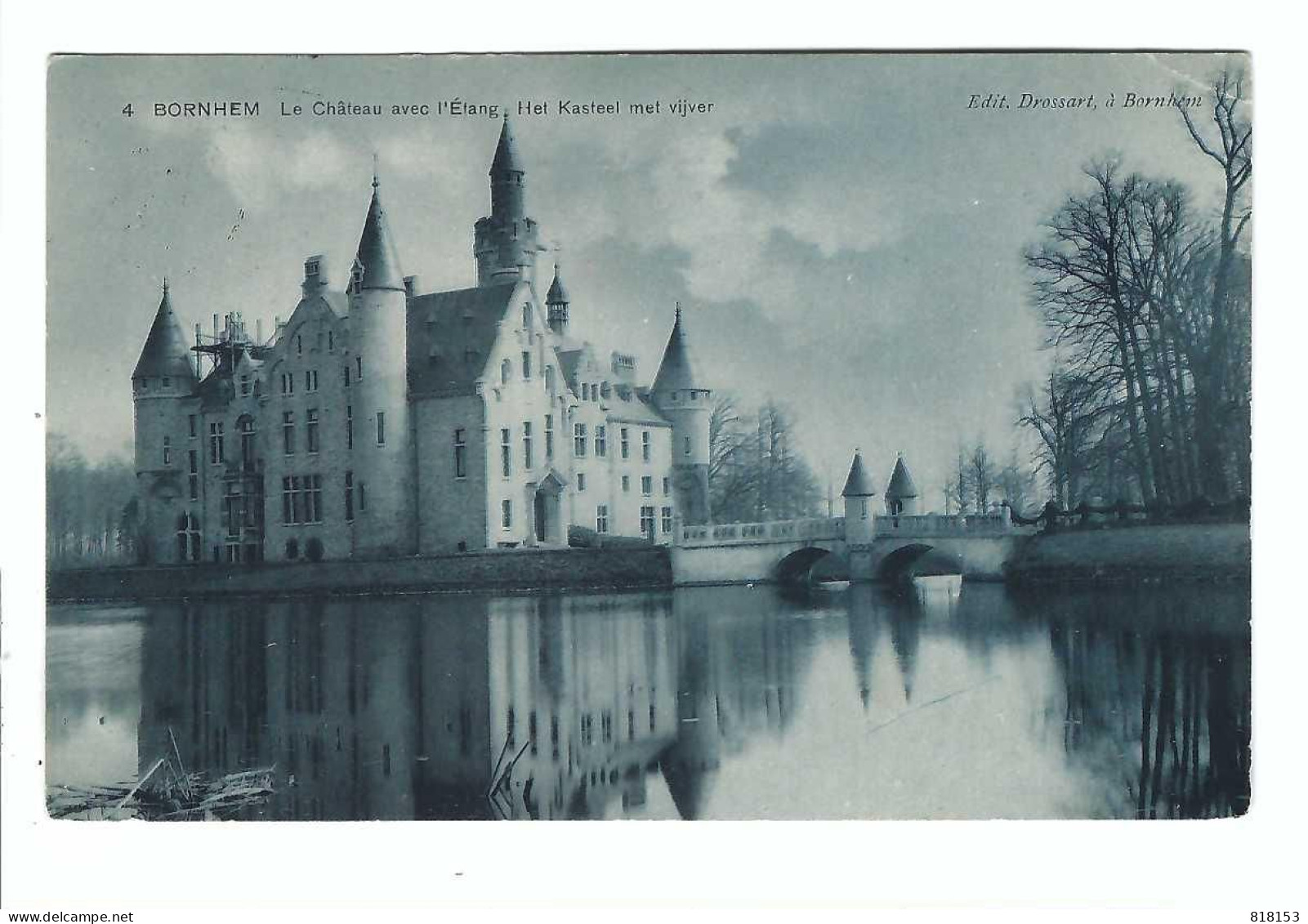 Bornem   4  BORNHEM    Le Château Avec L'Etang  1908 - Bornem