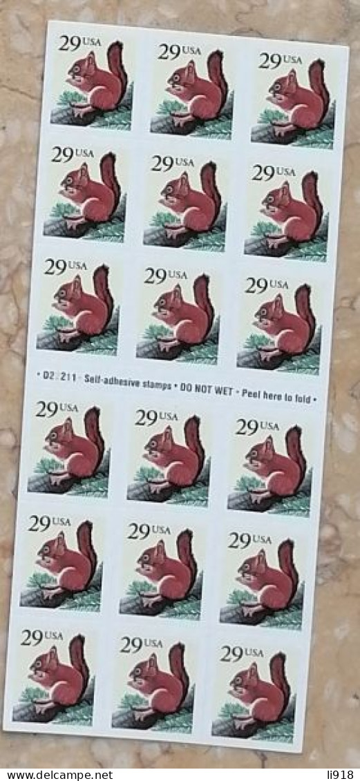 USA 1993, Red Squirrel Booklet MNH - 3. 1981-...