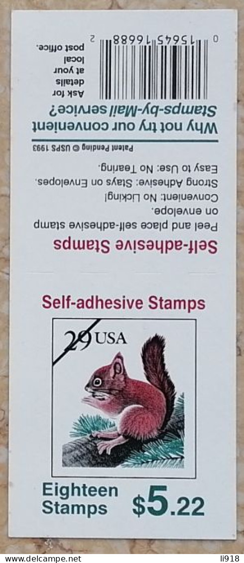 USA 1993, Red Squirrel Booklet MNH - 3. 1981-...