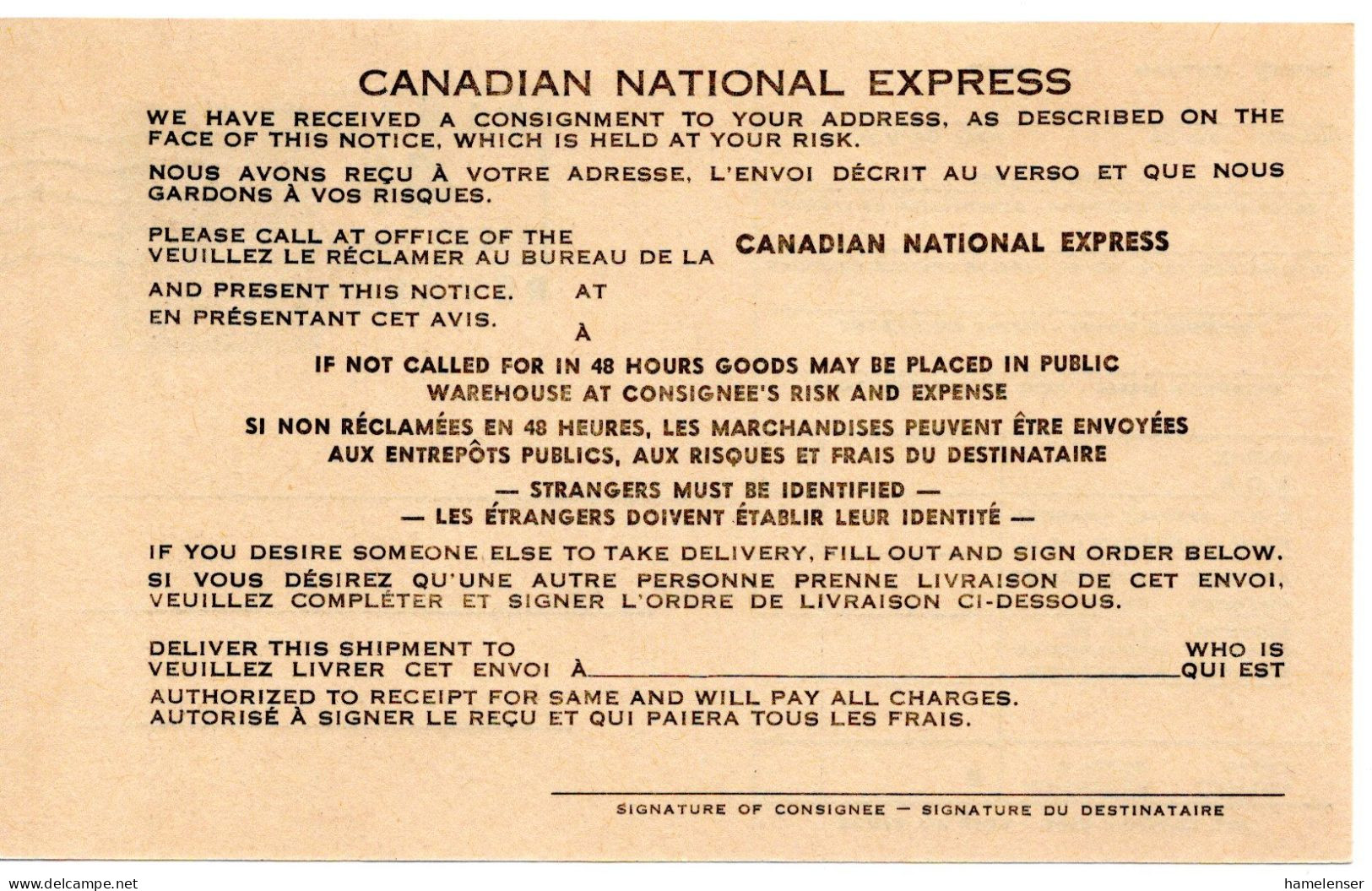 67118 - Canada - 1950 - 4¢/3¢ KGVI PGAKte "Canadian National Express", Ungebraucht - Cartas & Documentos