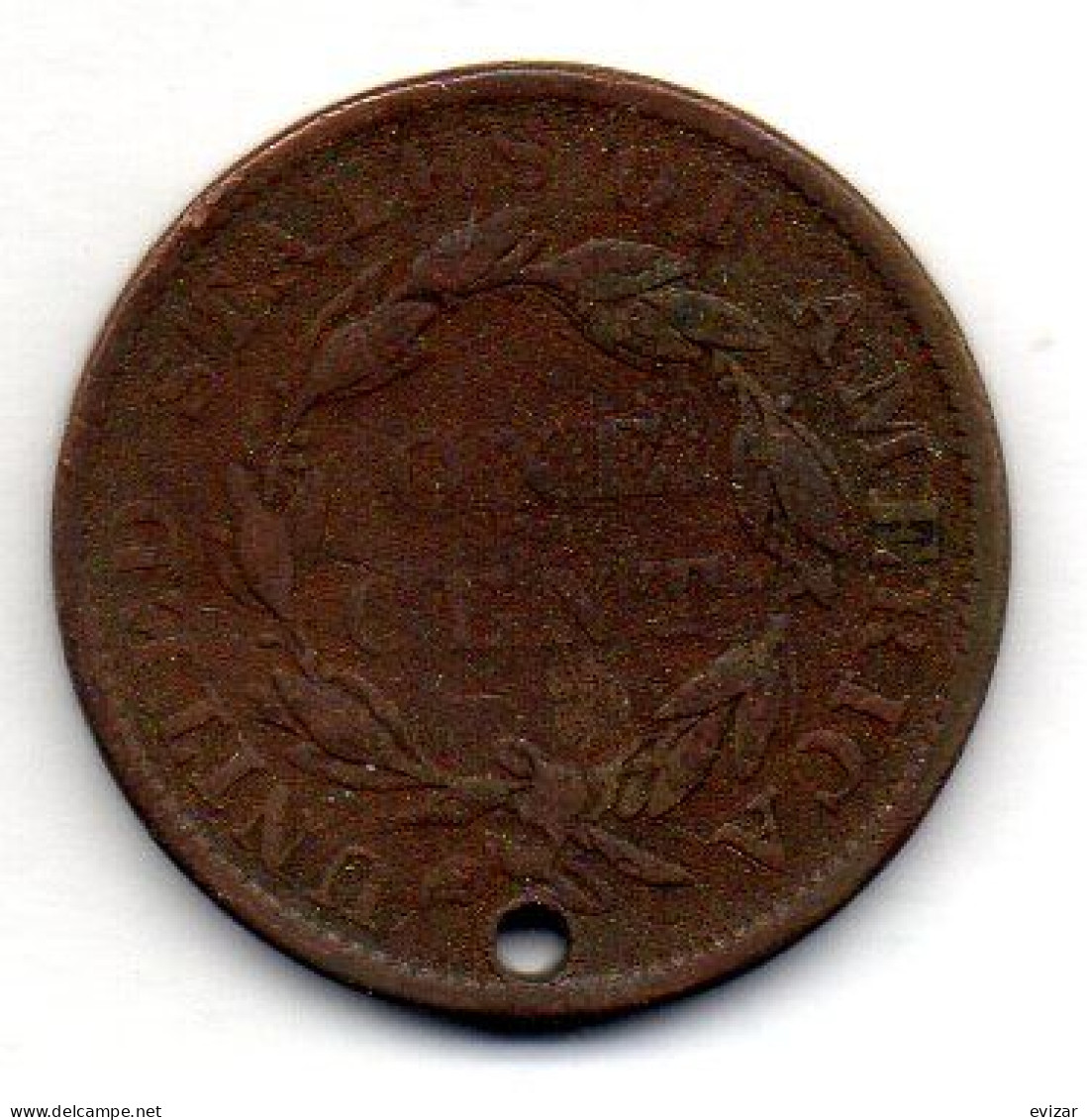 U.S.A, 1 Cent, Copper, Year 1836, KM # 45.1, HOLED. - 1816-1839: Coronet Head (Testa Coronata