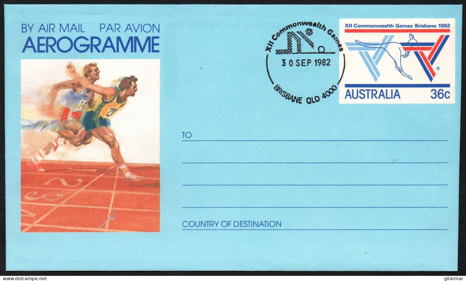 AUSTRALIA BRISBANE 1982 - XII COMMONWEALTH GAMES - BOWLS - AEROGRAMME: ATHLETICS / SPRINT - G - Pétanque