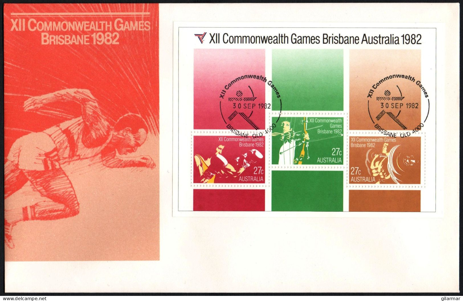 AUSTRALIA BRISBANE 1982 - XII COMMONWEALTH GAMES - SHEET - ARCHERY POSTMARK - G - Tir à L'Arc