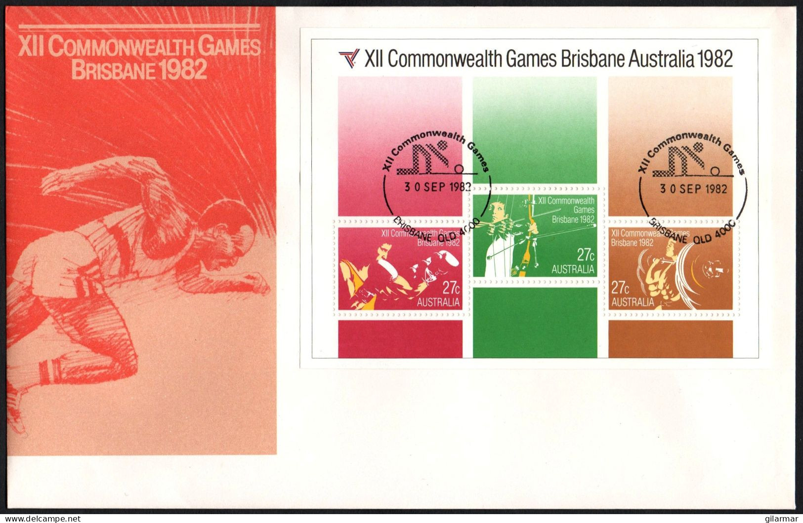 AUSTRALIA BRISBANE 1982 - XII COMMONWEALTH GAMES - SHEET - BOWLS POSTMARK - G - Bowls