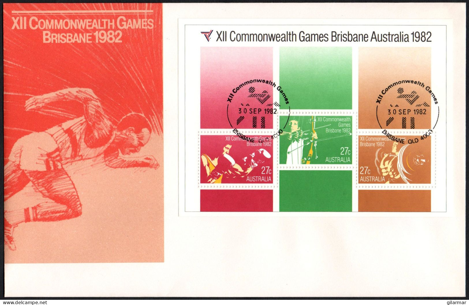 AUSTRALIA BRISBANE 1982 - XII COMMONWEALTH GAMES - SHEET - WRESTLING POSTMARK - G - Worstelen