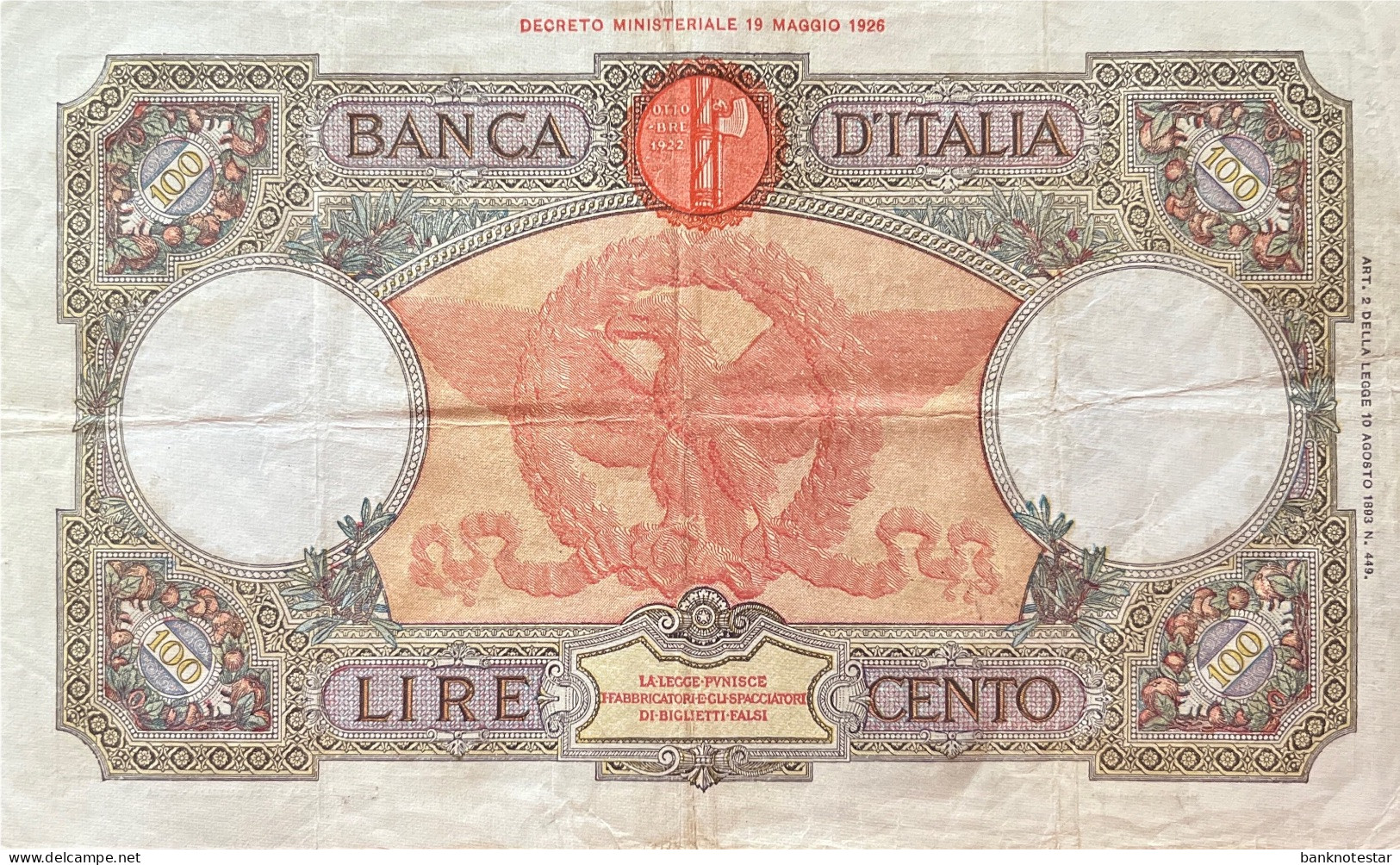 Italy 100 Lire, P-55a (12.01.1935) - Very Fine - 100 Liras