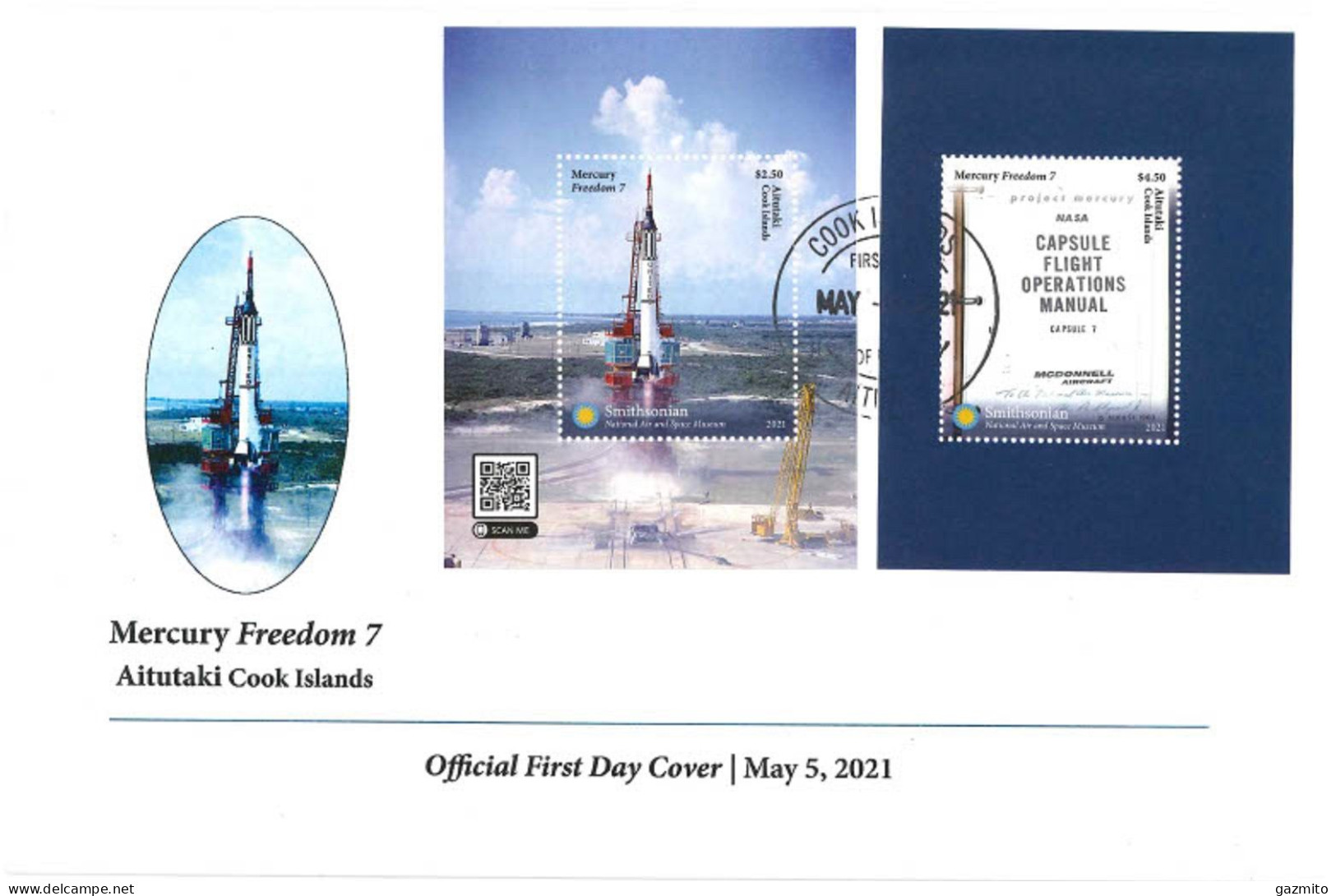 Aitutaki 2021, The Best Of The Smithsonian  Space Museum, Rocket, 2Blocks In FDC - Oceania