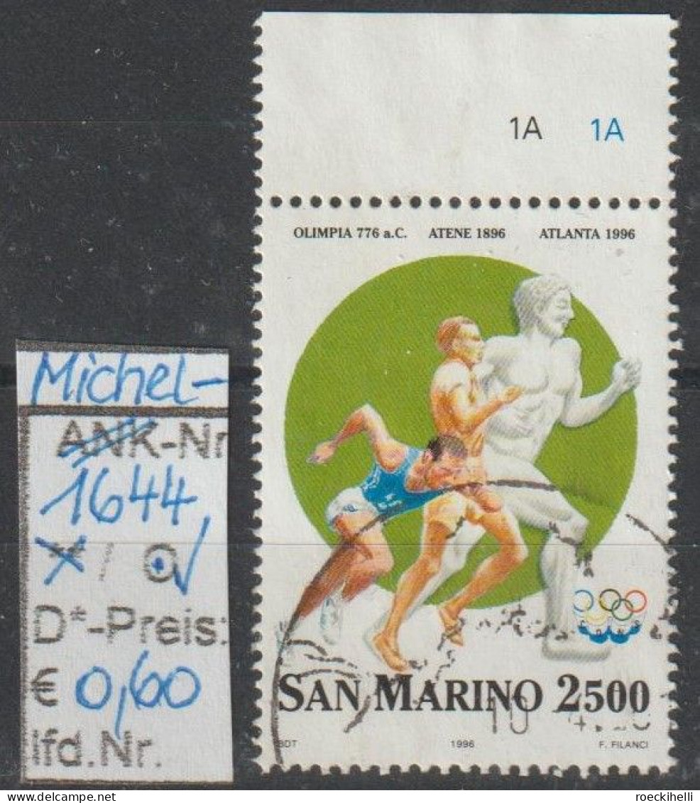 1996 - SAN MARINO - SM "100 J. Olymp. Spiele D. Neuzeit" 2500 L Mehrf. - O  Gestempelt - S.Scan (1644o S.marino) - Used Stamps