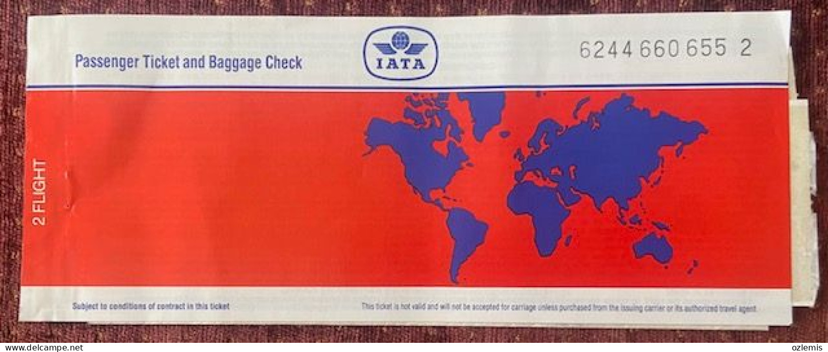 IATA ,TURKISH AIRLINES ,PASSENGER TICKET AND BAGGAGE ,1995 ,TICKET - Biglietti