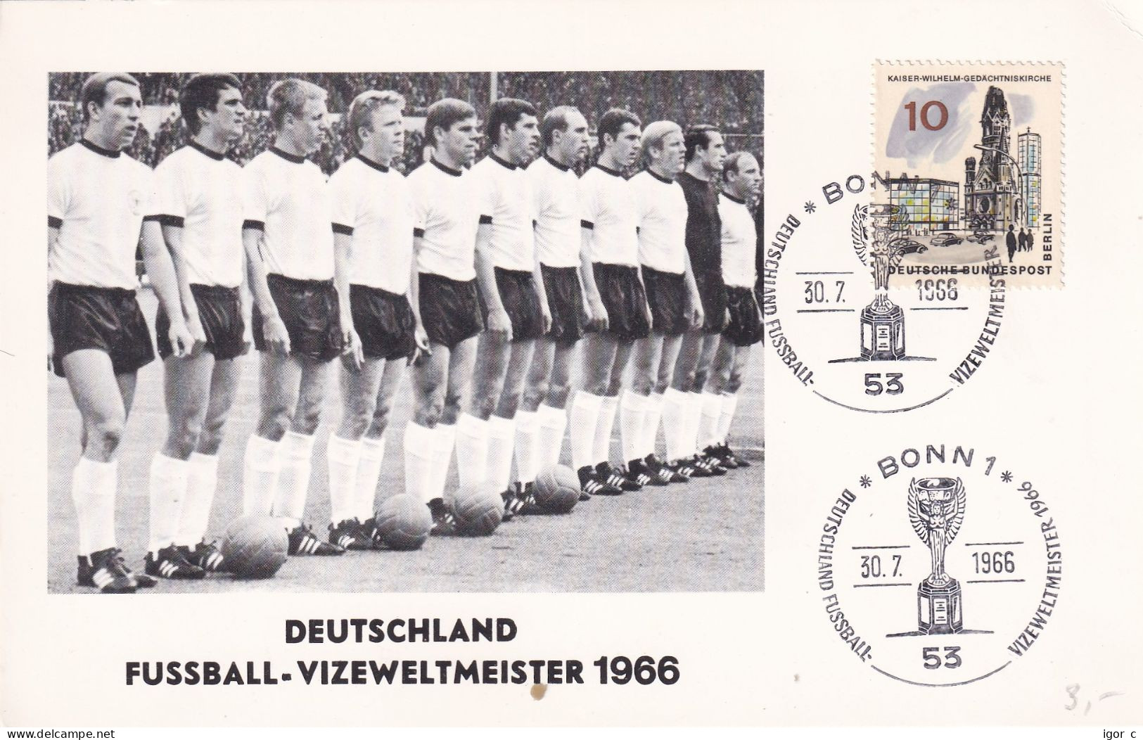 Germany 1966 Card: Football Fussball Soccer Calcio; FIFA World Cup England; Team Photo; Jules Rimet; Results Back Side - 1966 – Angleterre